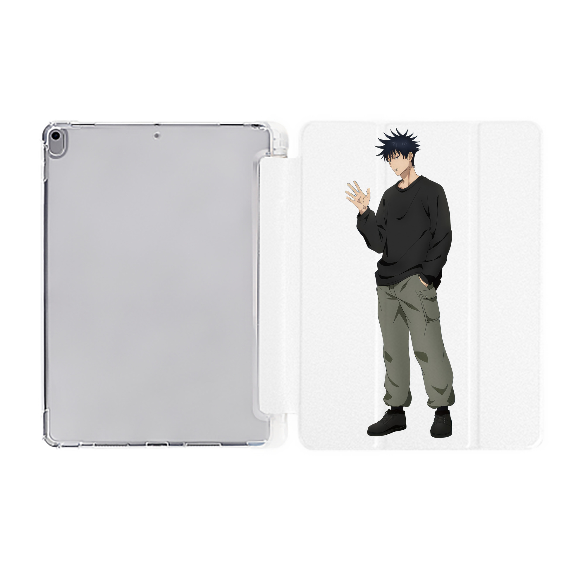 （画像用） 呪術廻戦 Jujutsu Kaisen IPad ケース ペン収納付き 三つ折りスタンド PUレザー×シリコン 対応機種9.5/10.5/10.9インチ